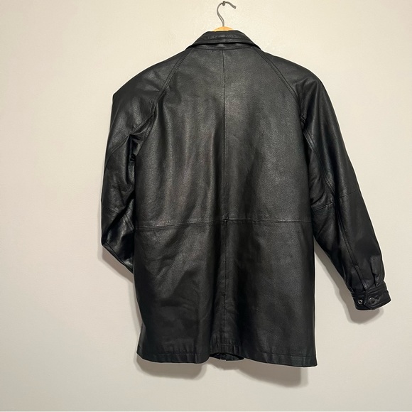 Vintage American Leather Black Long Genuine Leather Jacket - Picture 2 of 16